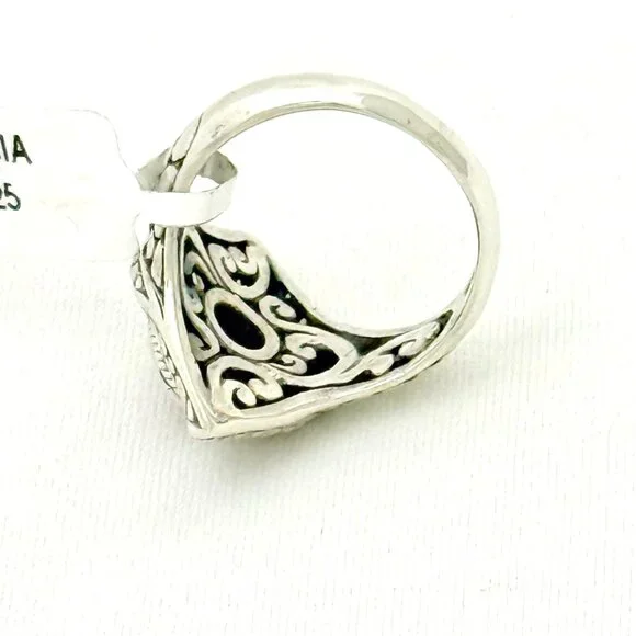 Bali Sterling Silver and Ruby Pebble Textured Statement Ring Size 8 - NWT - Picture 4 of 8